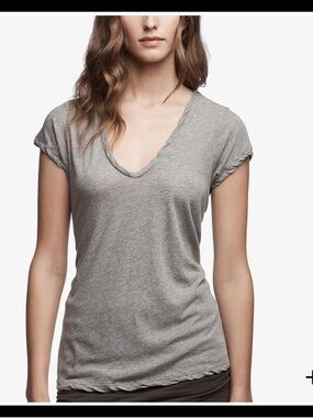 We The Free Gray V-Neck Short Sleeve Tee
